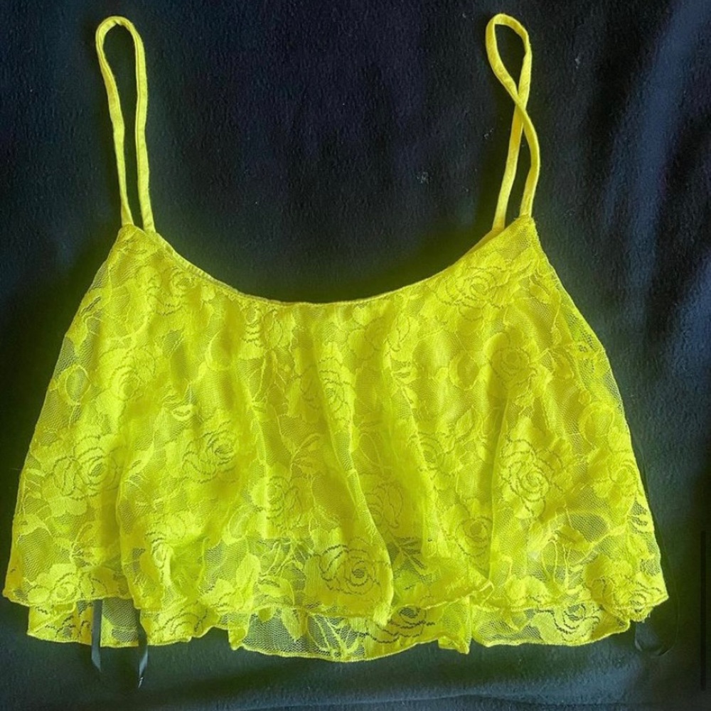 Forever 21 Yellow Lace Crop Top